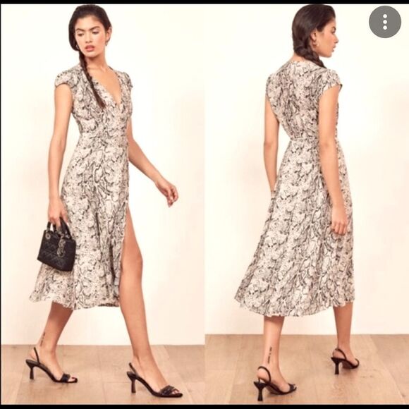 Reformation carina snake skin print wrap dress xs - Picture 1 of 13
